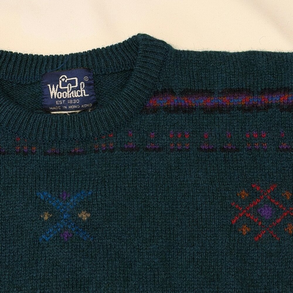 Vintage Woolrich Hunting Dog Embroidered Wool Winter Sweater Excellent Condition - Picture 5 of 14